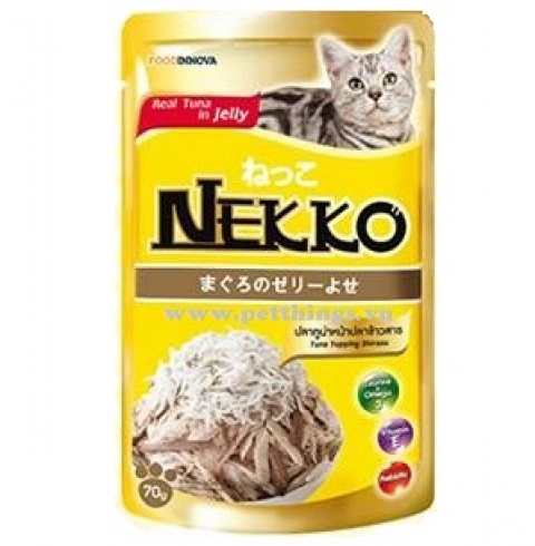 Sốt mèo Nekko cá ngừ phủ cá shirasu Nhật 70g | Tuna top Shirasu