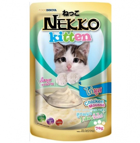 Sốt mèo Nekko mèo con pate nhuyễn gà 70g | Kitten chicken mousse