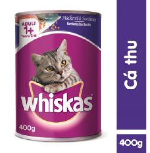 Thức Ăn Cho Mèo Whiskas Vị Cá Thu Và Cá Mòi Lon 400g